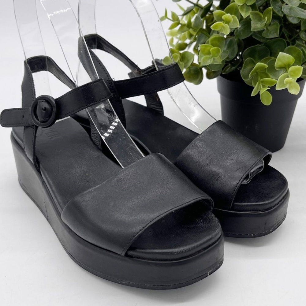 Camper Womens Misia Black Leather Ankle Strap Chunky Platform Sandal Size 5
